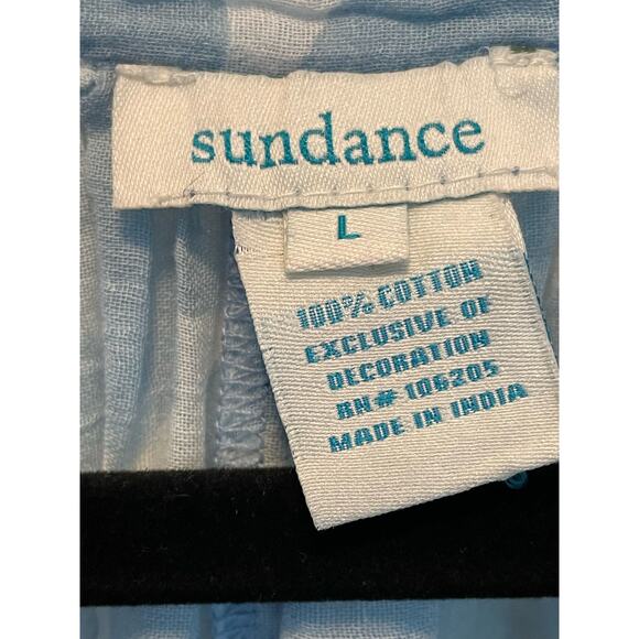 Sundance Blue Moroccan Trellis Print Beaded Peasant Top size Large - Picture 3 of 11
